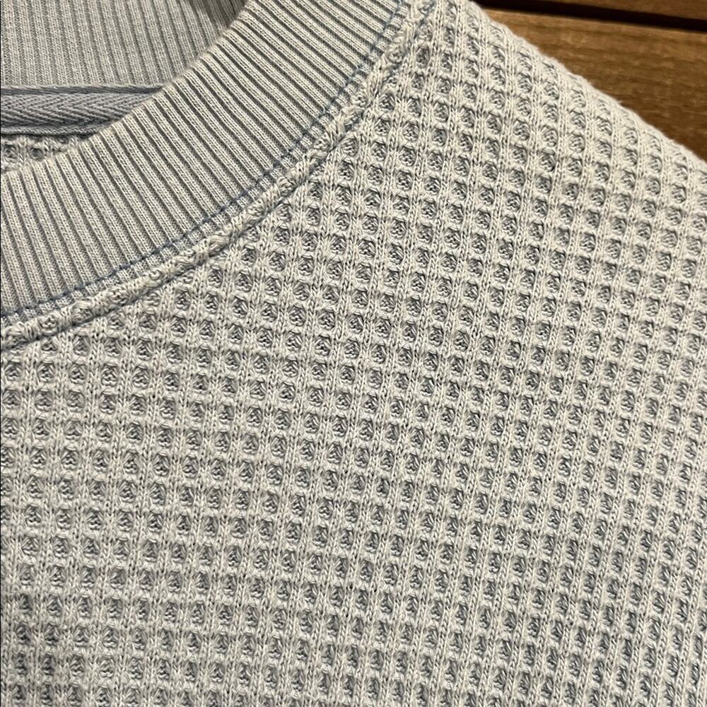 Aerie Women's Oversized Waffle Crew Neck Sweatshirt in Light Blue - Picture 3 of 8